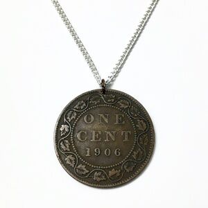 1906 Vintage Canadian Necklace — 18” chain (stamped “925”) — 1906 Large Cent